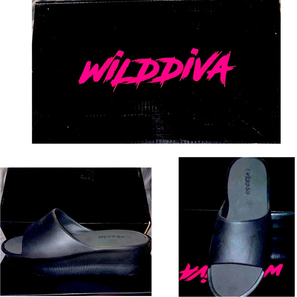 WILD DIVA Platform Slide On Sandals